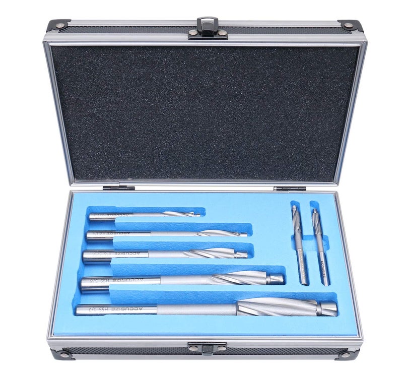 Accusize Industrial Tools 7 Pc'' H.S.S. Solid Capscrew Counterbore Set 3 Flute Straight Shank, 509S-0007 - Image 1